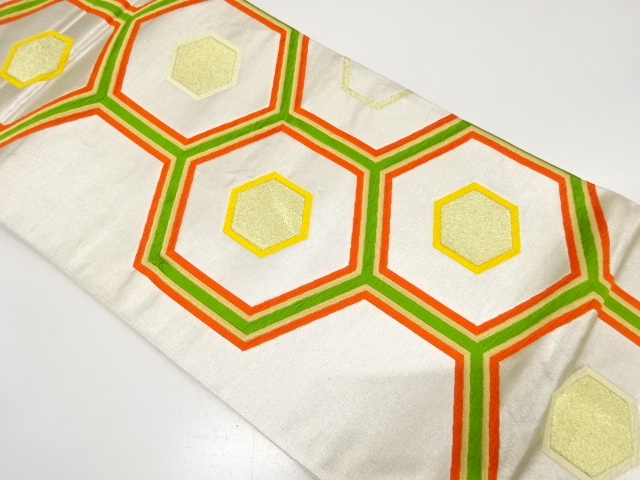 重ね亀甲模様織り出し　袋帯